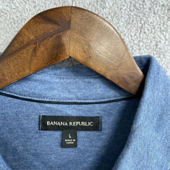 NEW Banana Republic Men's L Luxe Touch Performance Polo Shirt Blue - Picture 4 of 7